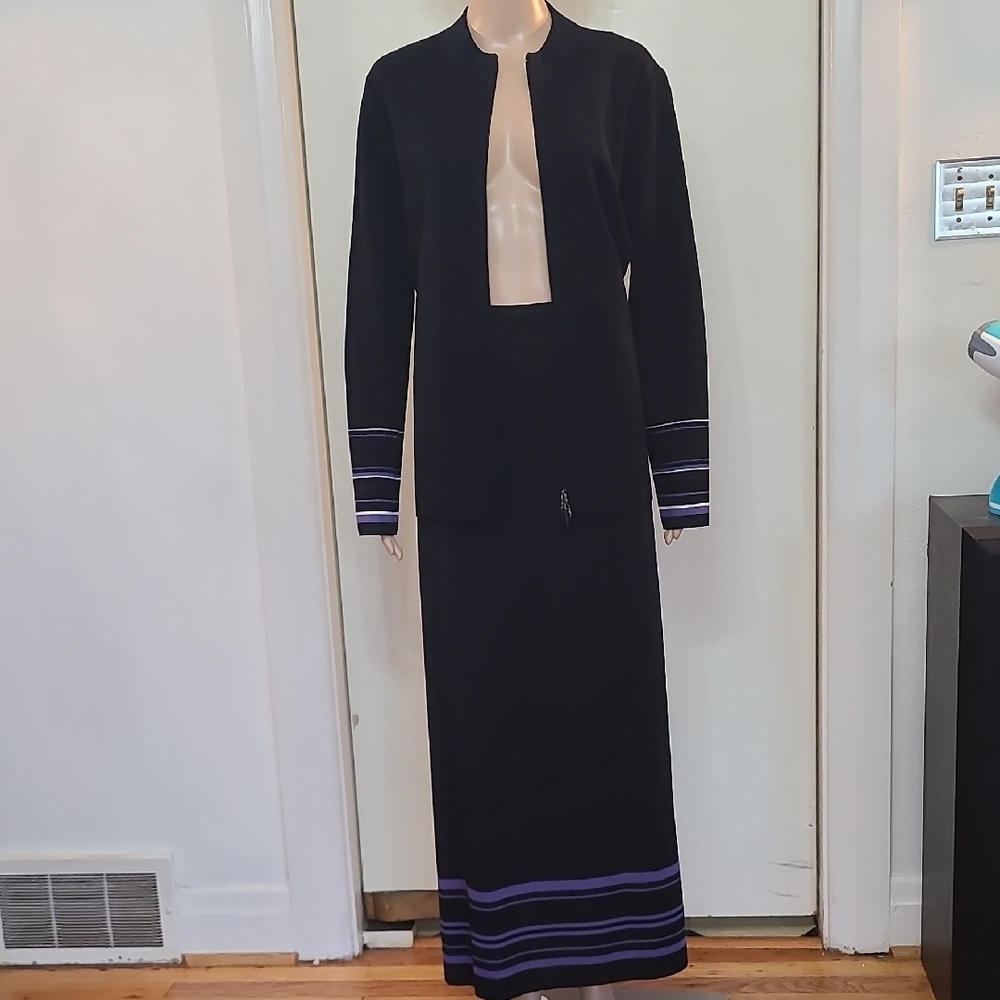 Vintage Purple and Black Maxi Skirt for Cocktail